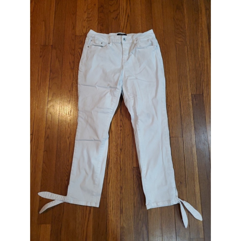 Earl Jean Womens White Skinny Ankle Tie Hem Jeans Mid Rise Stretch Denim 8P